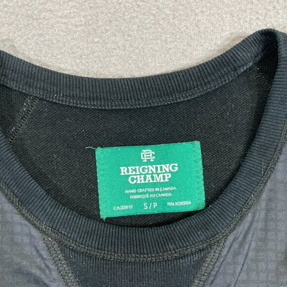 Reigning Champ Crewneck Sweatshirt Men' s Small Black Ripstop Terry Sweater - Picture 3 of 6